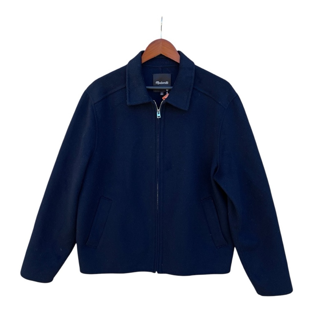 Madewell Men Double Faced Wool Zip Front Jacket Dark Navy Medium